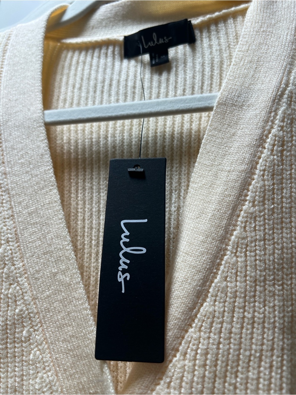 Lulu's Cream Ribbed Button-Front Mini Dress - Picture 4 of 4